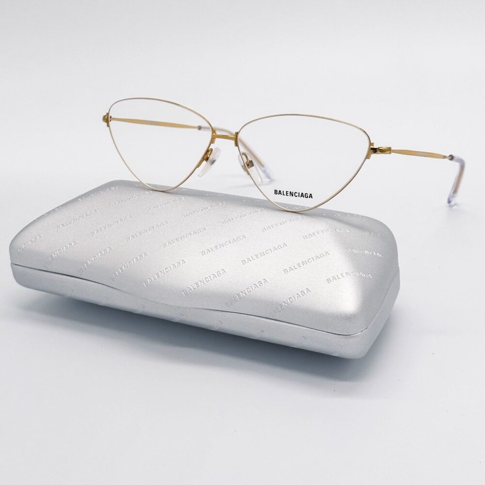 NEW BALENCIAGA EYEGLASSES BB0015O 003 CAT EYE GOLD WOMEN EYEWEAR BALENCIAGA